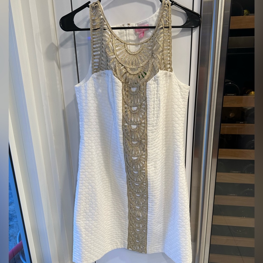 BRAND NEW WITH TAGS Lilly Pulitzer gold and white dress